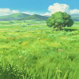 landscape painting of a beautiful lush field. clean sharp digital art, environment concept art, by rossdraws, ghibli, breath of the wild, greg rutkowski