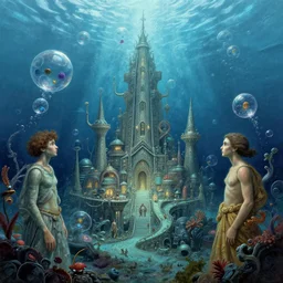 atlantis alien city in bubbles underwater, ultra detailed, by tomasz alen kopera and peter mohrbacher, and michel - ange 8 k