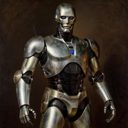 a pre raphaelite painting of robocop by dante gabriel rossett
