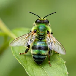 a green bee by cow