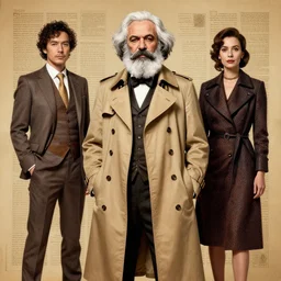 Karl Marx disguised as a bloodhound detective wearing a tan trenchcoat koya nakatsudo amalia ulman hideaki takamura scrimshaw