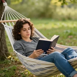 my italian wise friend on a hammock, reading the book about love