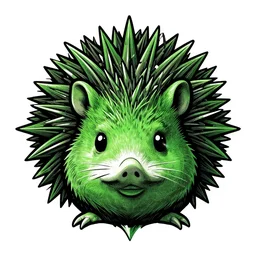 head of green hedgehog, symmetrical logo, artgerm, rutkowski, tooth wu, beeple, and intricate
