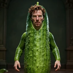 hyperrealistic film still of benedict cumberbatch disguised as a ( giant cucumber ), stunning 3 d render, inspired by istvan sandorfi & greg rutkowski & unreal engine, perfect symmetry, dim volumetric cinematic lighting, 8 k octane comprehensive render, extremely hyper - detailed, incredibly lifelike attributes, intricate, real flesh texture, masterpiece, artstation, stunning,