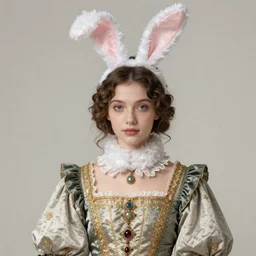 a masterpiece ultrarealistic ultradetailed portrait of beautiful girl in bunny costume baroque renaissance. medium shot, intricate, elegant, by stanley artgerm lau, wlop, alphonse mucha, rossdraws, andrei riabovitchev, yoshitaka amano. flower background my james jeand and takashi murakami.