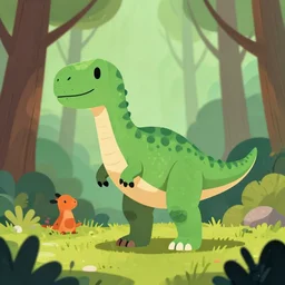 an illustration of a dinosaur k 0. 2 4 5 in the woods, trending on artstation, central composition, very cartoon, shape focus, high detailed, by anton fadeev