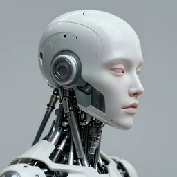 portrait of a biomechanical humanoid by Artgerm (face in profile +400), biomechanical, hyper detailled, trending on artstation