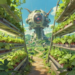 vertical agriculture, solarpunk, studio ghibli, octane render, 4 k
