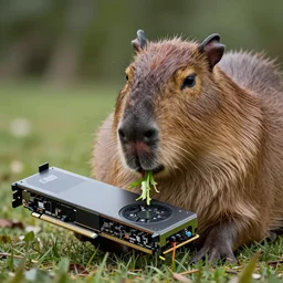 photo of a capybara eating a nvidia gtx 1 9 9 0 graphic card, nature photography, 8 k, canon 3 0 0 mm, professional photographer, 4 0 mp, lifelike, top - rated, award winning, realistic, sharp, no blur, edited, corrected, trending