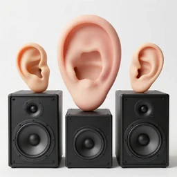 a set of speakers made of human ears