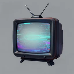 matte painting of a tv head oc, trending in artstation, deviantart, by greg rutkowski, rossdraws, glitch art