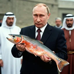 7 0 s movie still of putin in tellsell, proudly holding a salmon. cinestill 8 0 0 t _ 3 5 mm eastmancolor, heavy grain, high quality, high detail