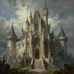 painting of a fantasy castle, ultra realistic, concept art, intricate details, eerie, highly detailed, photorealistic, octane render, 8 k, unreal engine. art by artgerm and greg rutkowski and alphonse mucha