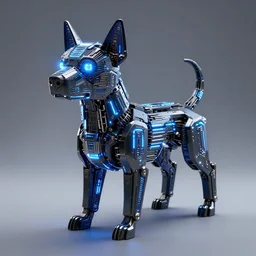 cybertronic dog, leds, high detail, sharp, studio, digital art