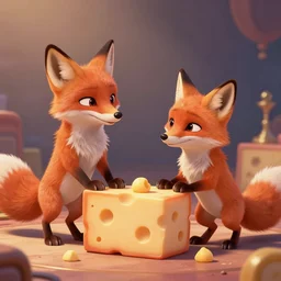 foxes judging a cheese competition, furry, cute, disney style, artstation, detailed, award winning, dramatic lighting, cheese, fox, cheese competition, cheese contest, soft lighting