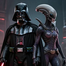 darth vader vs alien queen : zack snyder style : cinematic, 8 k hdr, detailed, hyperrealistic, unreal engine 5 rendering, matte painting, realistic materials, photo realistic, postprocessing