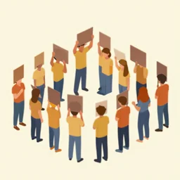 isometric view of people protesting