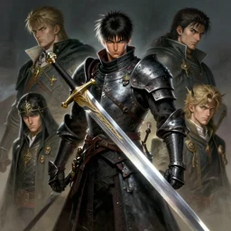 a knight with a large sword, advanced lighting technology, digital painting masterpiece by kentaro miura and frank frazetta and ilya kuvshinov, hyper detailed, realism, gorgeous, beautiful, 4 k manga wallpaper, inspired by berserk, elden ring concept art, dungeons and dragons