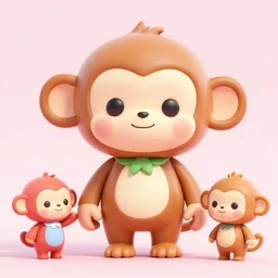 3 d render of an adorable monkey cute kawaii lisa frank