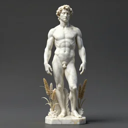 a statue made of white marble with gold veins, of kelsey grammer as frasier crane with fittonias, transhumanism, full body shot, perfect symmetrical body, perfect symmetrical face, hyper realistic, hyper detailed, by johannen voss, by peter kemp, by monia merlo, by michelangelo, by ernst haeckel, by alex grey, octane render, blender, 8 k
