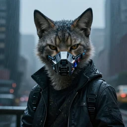 new york city portrait of furry anthro anthropomorphic cat head animal person fursona wearing clothes strange cybernetic muzzle gloomy rainy screenshot from the video game cyberpunk 2077 digital art by Greg Rutkowski, Simon Stalenhag, christopher nolan trending on Artstation, CGSociety