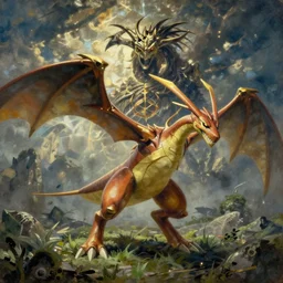 Rayquaza (From Pokémon), elden ring boss, matte painting, detailed, elden ring, oil on canvas