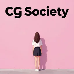a woman standing in front of a pink wall, a photo by david diao, featured on cg society, color field, anime aesthetic, minimalist, aesthetic! dream texto