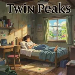 Twin Peaks poster artwork by Michael Whelan and Tomer Hanuka, Rendering of nostalgic idyllic teenage bedroom, full of details, by Makoto Shinkai and thomas kinkade, Matte painting, trending on artstation and unreal engine