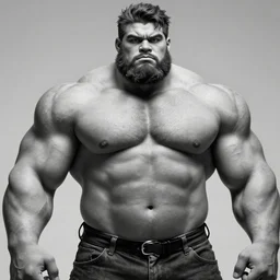 overly muscular giant gigachad, grayscale, award - winning, sharp focus
