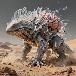 extremely complex merged creatures cracked with translucent debris scales gills and fins reptilian, normal map, textured, bump map, glowing covered in sand earth, electronic wires, electricity explosion, worm hole, plastic desert wrapped, covered in brain cells, desert tree roots strangled, dry earthquake, flow, glass debris pieces, dust particles, dramatic lighting, electronic wires, fire sparks, high resolution photo,