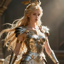 the goddess athena in armor anime style, high resolution