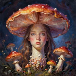 portrait of psychedelic mushrooms dream, no fears, okay one fear, by dave mckean, artstation