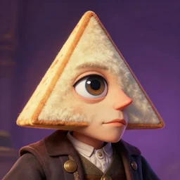 A beautiful portrait of pyramidhead triangle one eye with extralong giant forehead looking expecting plush toy, digital art by Eugene de Blaas and Ross Tran, vibrant color scheme, highly detailed, in the style of romanticism, cinematic, artstation, Greg rutkowski