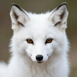 upper half portrait of a anthropomorphic female fox with short white fur covering her body in the style of zootopia, top down view, centered on face, white fur, white skin