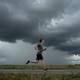 man running from the stormy clouds by Trent Parke, clean, detailed, Magnum photos