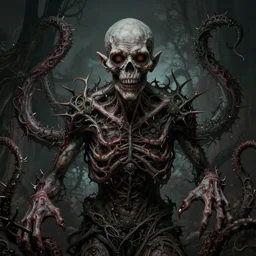 centered horrifying detailed portrait of a insane, crazed, mad old bald zombie, muted colors, eldritch abomination, dunwitch horror, lovecraft bleeding ornate tentacles growing around, ornamentation, thorns, vines, tentacles, elegant, beautifully soft lit, full frame, 8 k by wayne barlowe, peter mohrbacher, kelly mckernan, h r giger