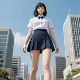 attack of the 5 0 foot woman ( 1 9 5 8 ) film as a giant japanese cosplay, girl towering over buildings, by ashley wood, yoji shinkawa, jamie hewlett, 6 0's french movie poster, french impressionism, vivid colors, palette knife and brush strokes, dutch tilt