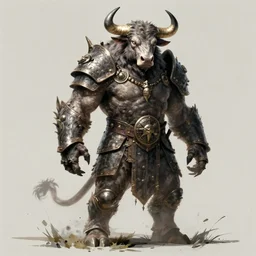 minotaur warrior concept, full body concept, bull headed, beksinski, wayne barlowe, adrian smith fantasy art, the hobbit art, lord of the ring art, the witcher concept art, trending on artstation, game of throne art