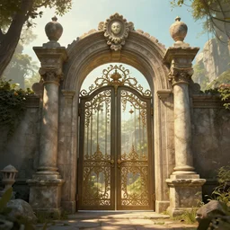 the gate to the eternal kingdom of simplicity, fantasy, digital art, hd, detailed.
