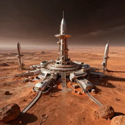 mars colony, digital art, concept art