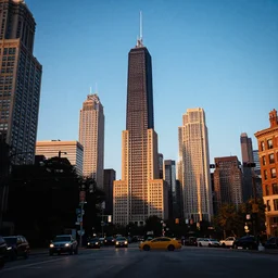 vintage chicago, blue sky, summer evening, kenton nelson