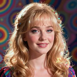 young Dolly Parton portrait, posterized, psychedelic