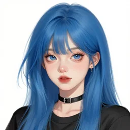 the female youtuber ter!!!!, blue hair, sketchy, perfect portrait, trending on artstation,
