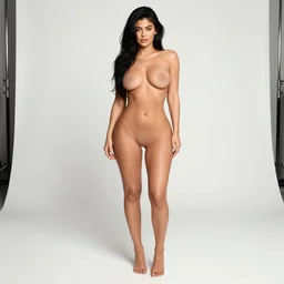 a detailed photo of full body kylie jenner standing in a white professional studio by anders zorn, tan skin highly detailed full body
