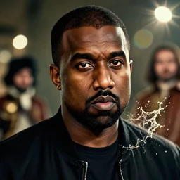kanye wst as muammar kadhafi as emperor napoleon in fallout, splash art, movie still, detailed face, cinematic lighting, dramatic, octane render, long lens, shallow depth of field, bokeh, anamorphic lens flare, 8 k, hyper detailed, 3 5 mm film grain