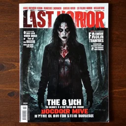 magazine cover of the last horror movie, block buster.