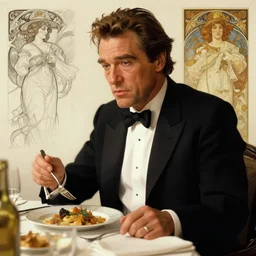 marlon brando eating dinner, character sheet, character design, contrast, deep focus, turnaround, highly detailed, dramatic lighting, digital painting, artstation, concept art, matte, sharp focus, illustration, elegant, art by artgerm and greg f and alphonse mucha.