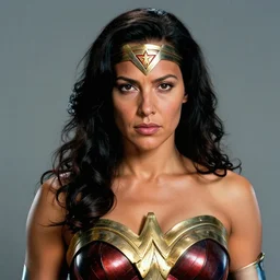dslr photography of samuel l. jackson as wonderwoman, head and shoulders photography, cinematic, studio portrait