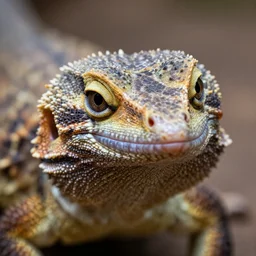close up of a velicoraptor goanna lizard face