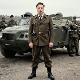 old picture of elon musk in world war 2, award winning, full body